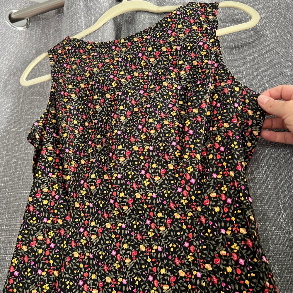 Vintage 90’s Betsy Lauren - ditsy floral print on black mini dress - size 10 - Picture 4 of 14